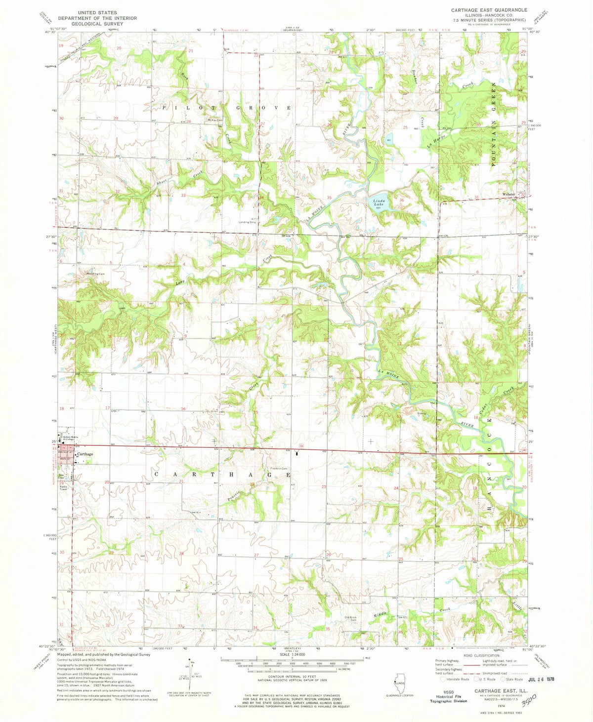 1974 Carthage East, IL - Illinois - USGS Topographic Map