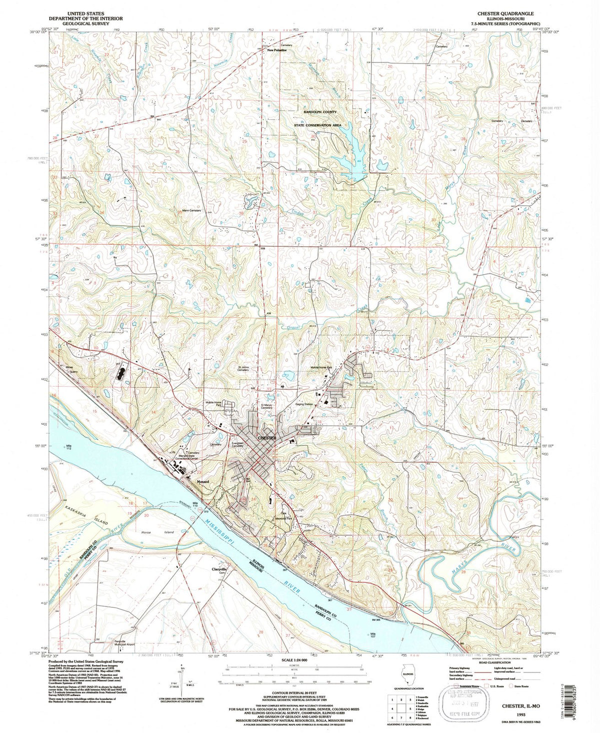 1968 Chester, IL - Illinois - USGS Topographic Map