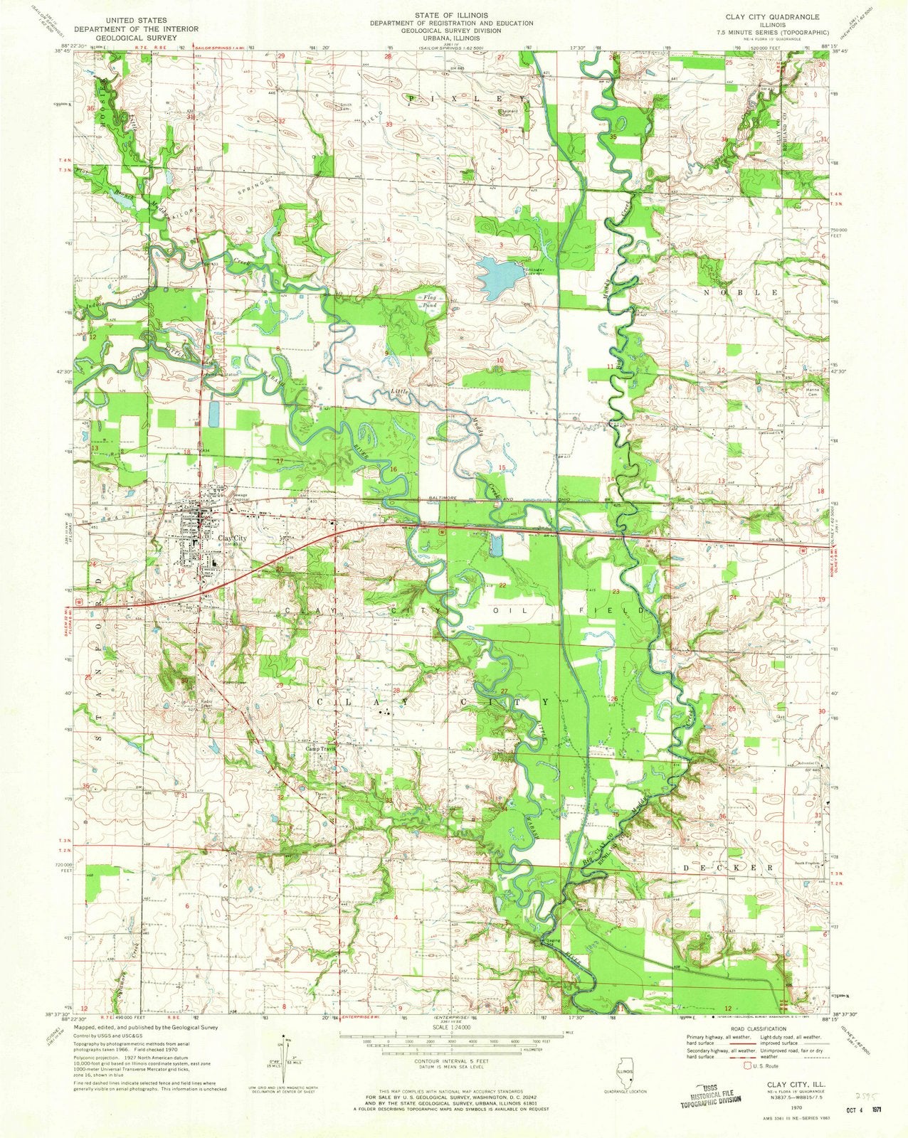 1970 Clay City, IL - Illinois - USGS Topographic Map