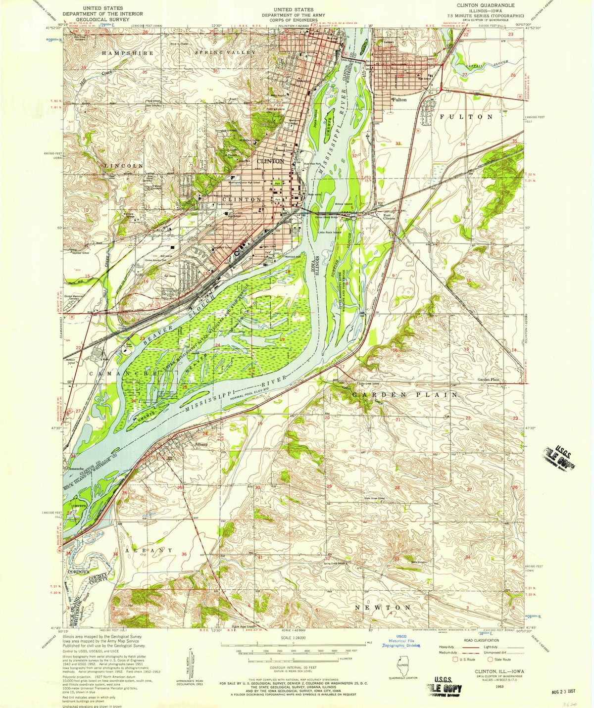 1953 Clinton, IL - Illinois - USGS Topographic Map