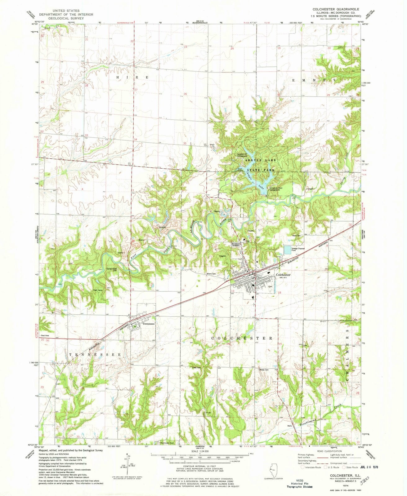 1974 Colchester, IL - Illinois - USGS Topographic Map