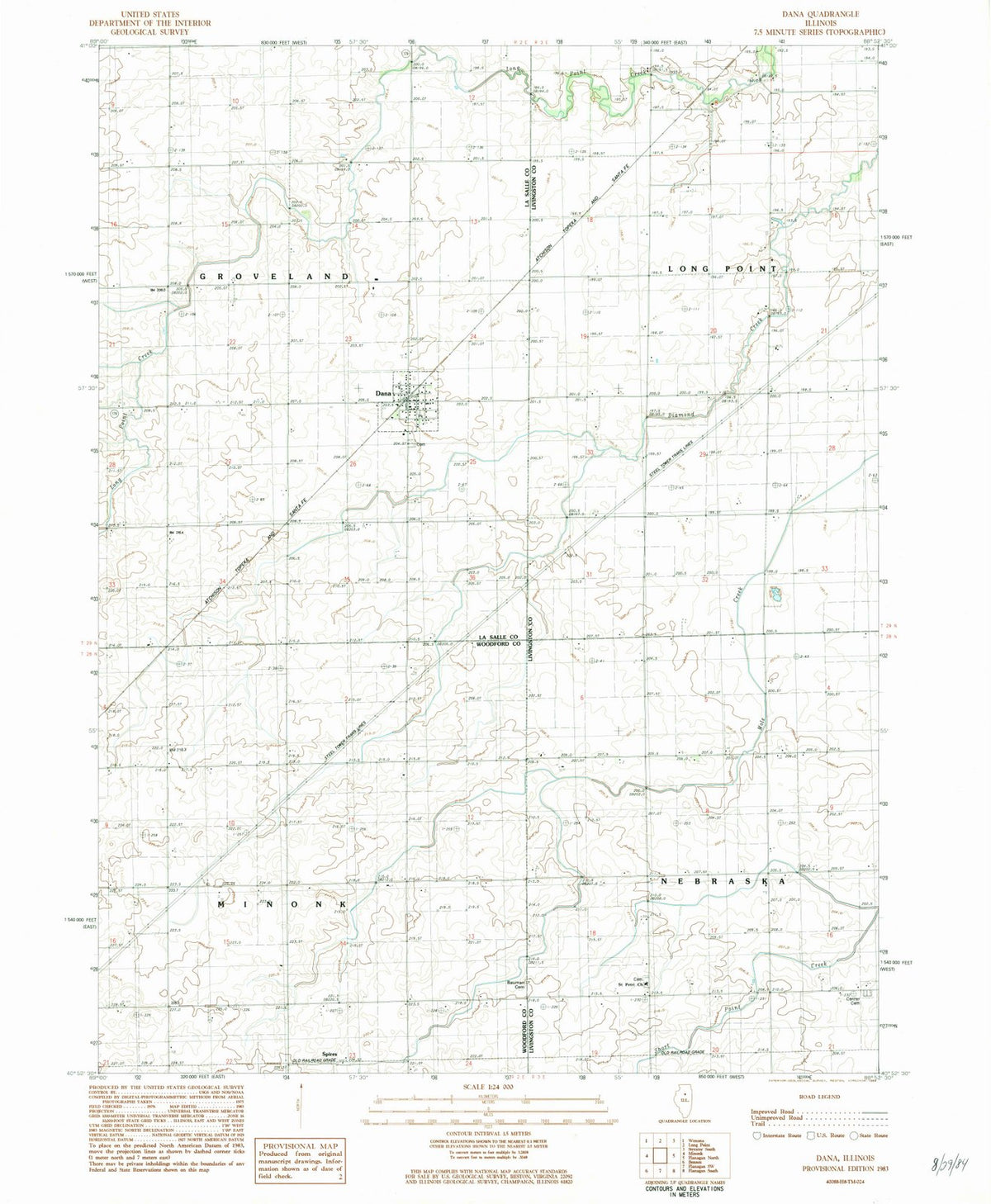 1983 Dana, IL - Illinois - USGS Topographic Map