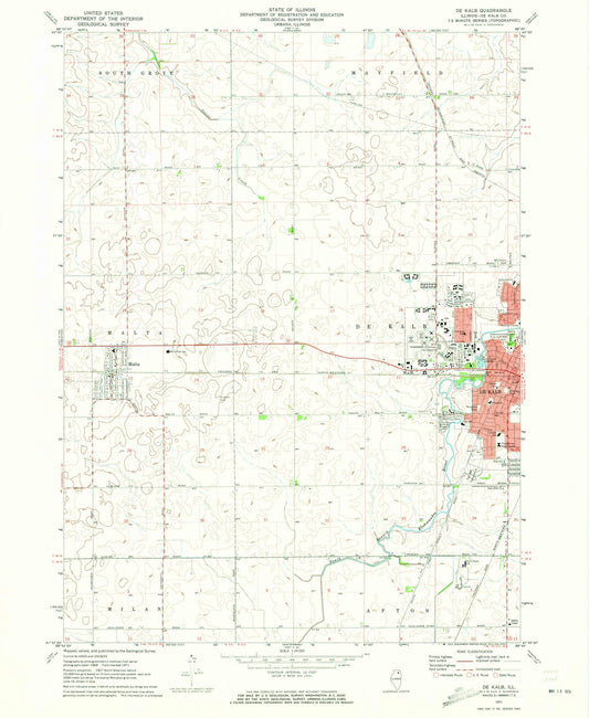 1971 De Kalb, IL - Illinois - USGS Topographic Map