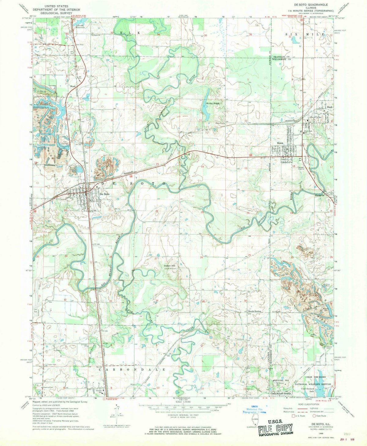 1968 De Soto, IL - Illinois - USGS Topographic Map