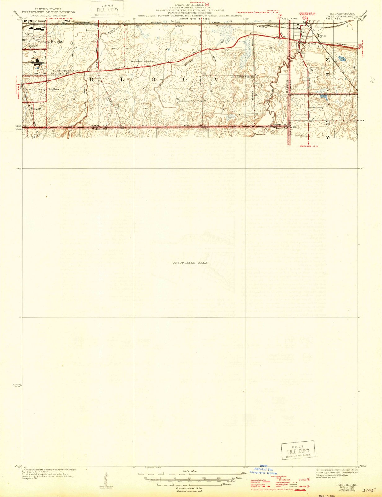 1929 Dyer, in - Indiana - USGS Topographic Map