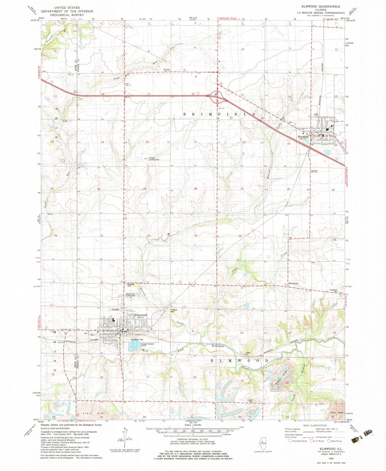 1982 Elmwood, IL - Illinois - USGS Topographic Map