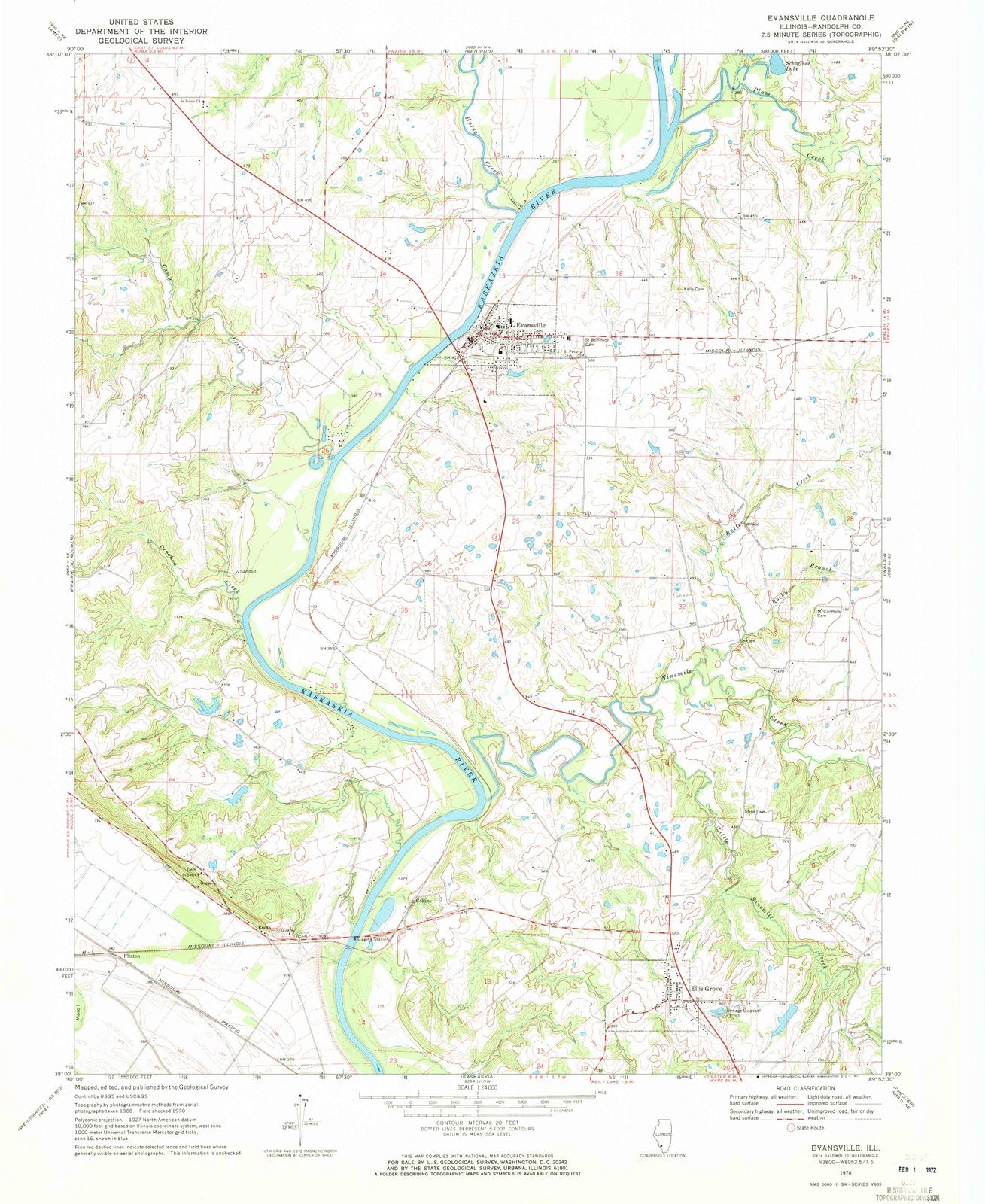 1970 Evansville, IL - Illinois - USGS Topographic Map