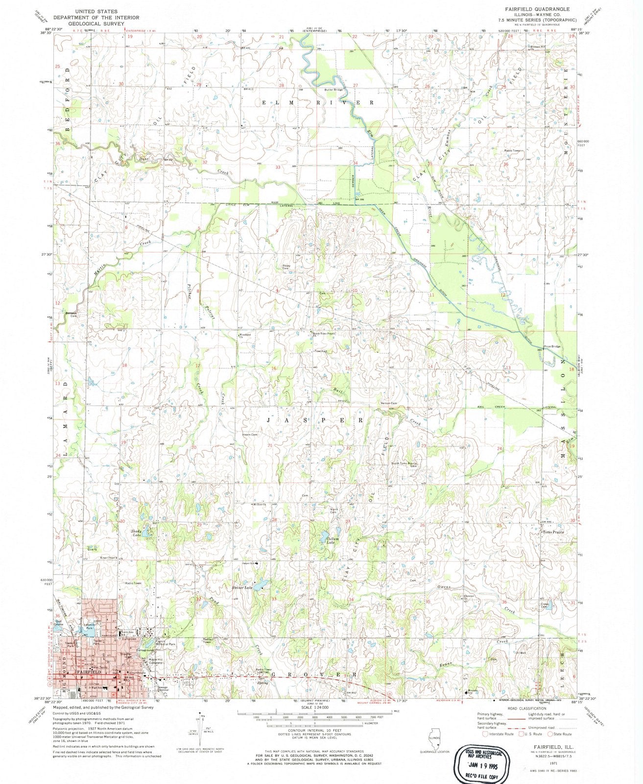 1971 Fairfield, IL - Illinois - USGS Topographic Map