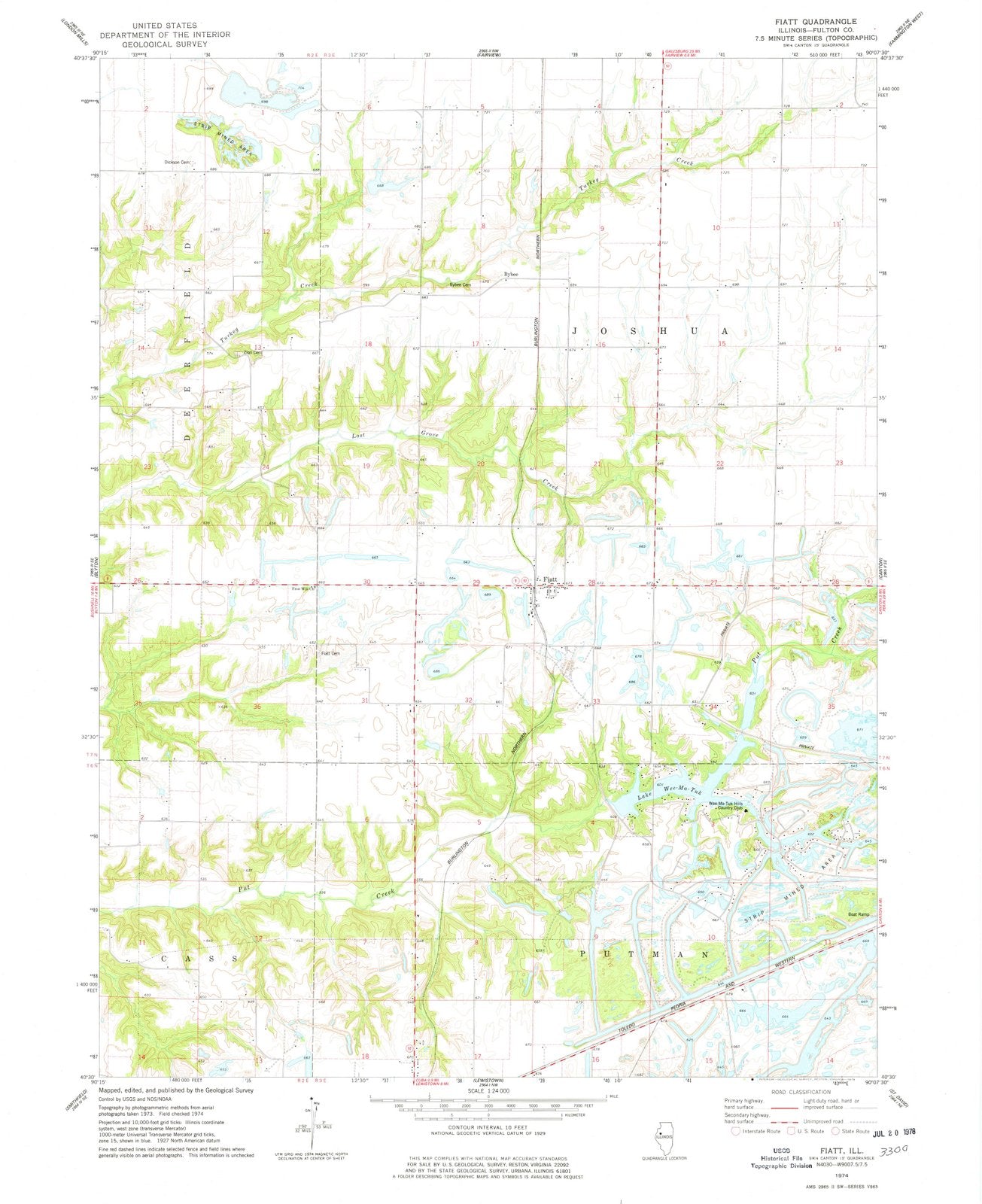 1974 Fiatt, IL - Illinois - USGS Topographic Map