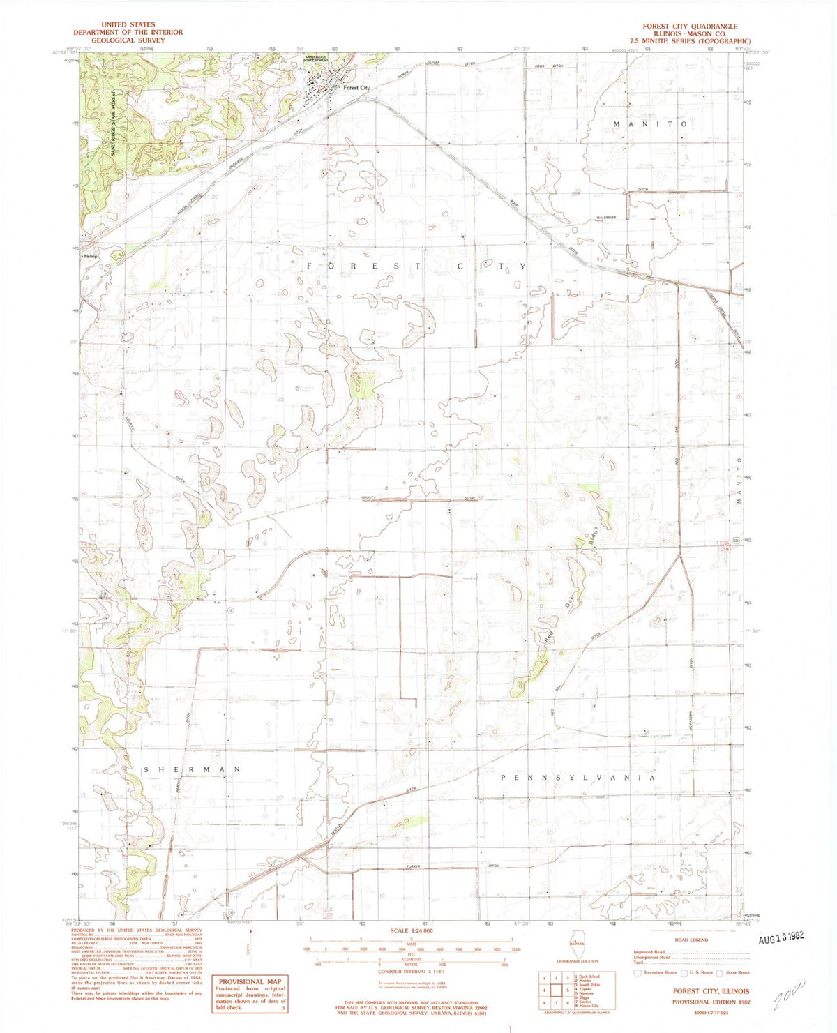 1982 Forest City, IL - Illinois - USGS Topographic Map