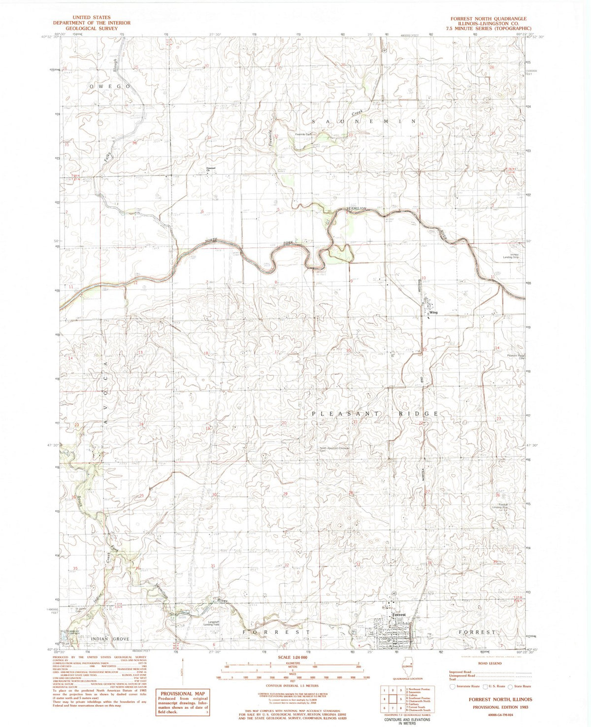 1983 Forrest North, IL - Illinois - USGS Topographic Map