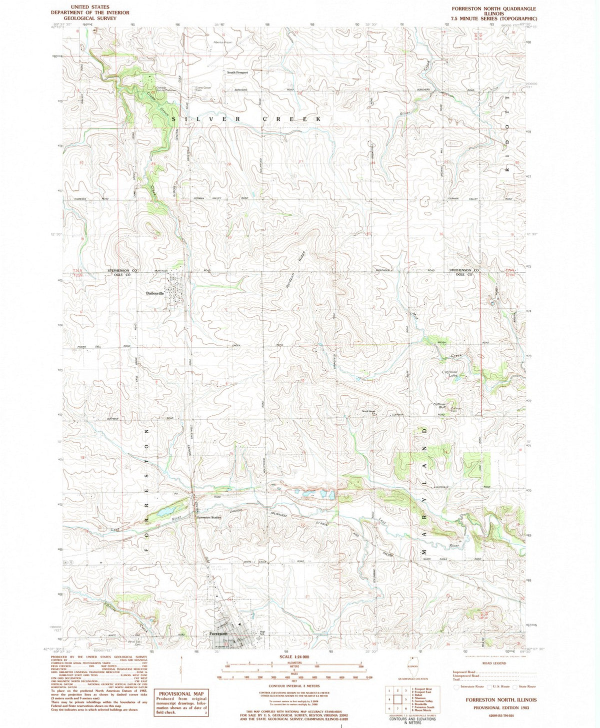 1983 Forreston North, IL - Illinois - USGS Topographic Map