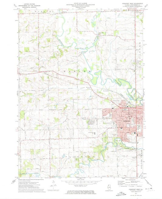 1971 Freeport West, IL - Illinois - USGS Topographic Map