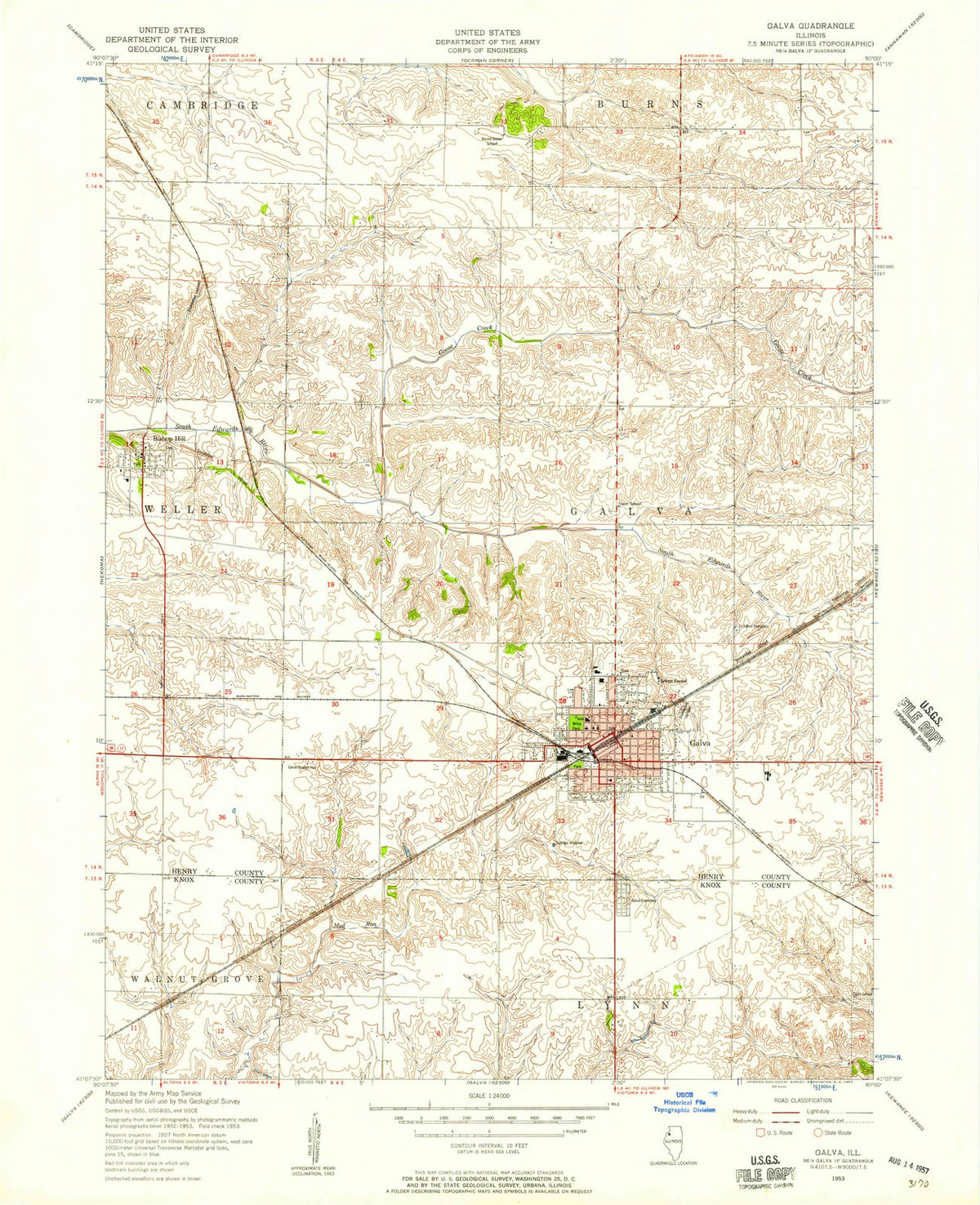 1953 Galva, IL - Illinois - USGS Topographic Map