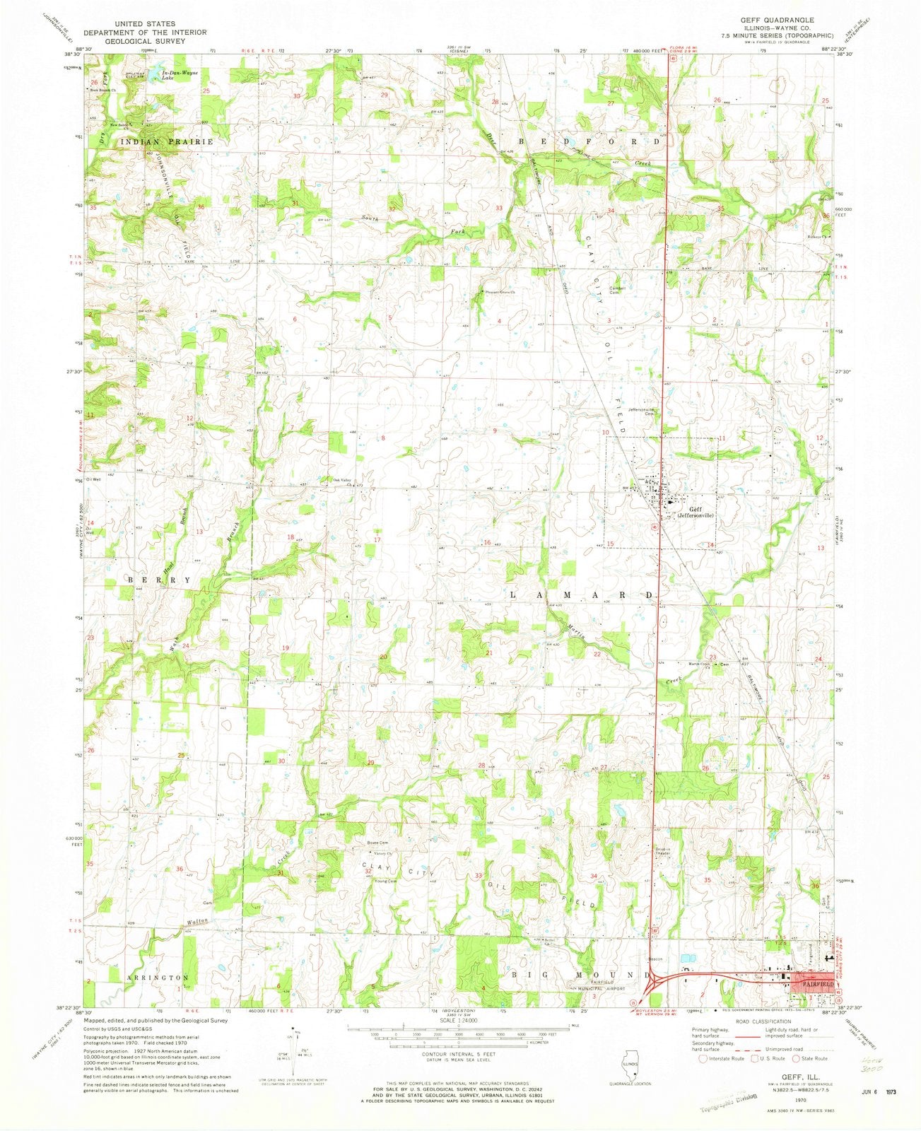 1970 Geff, IL - Illinois - USGS Topographic Map