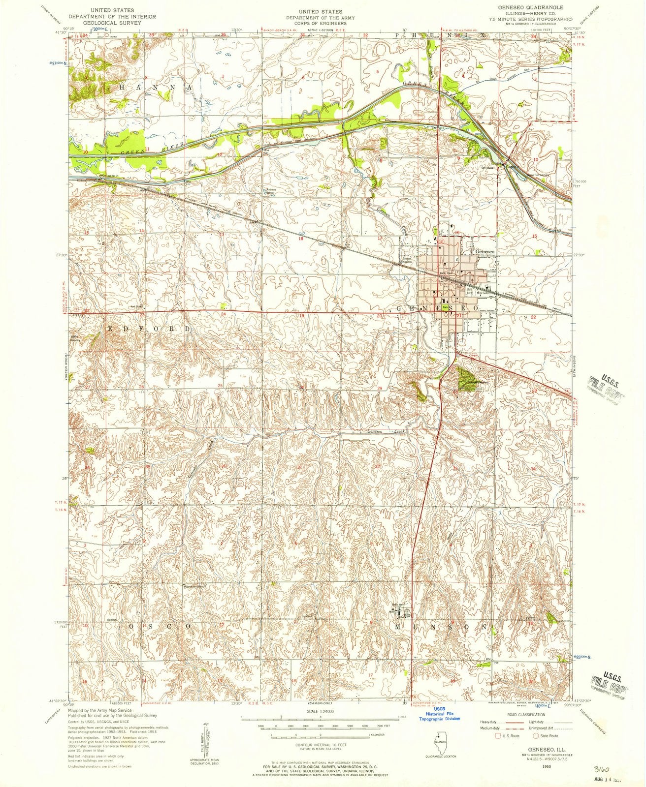 1953 Geneseo, IL - Illinois - USGS Topographic Map