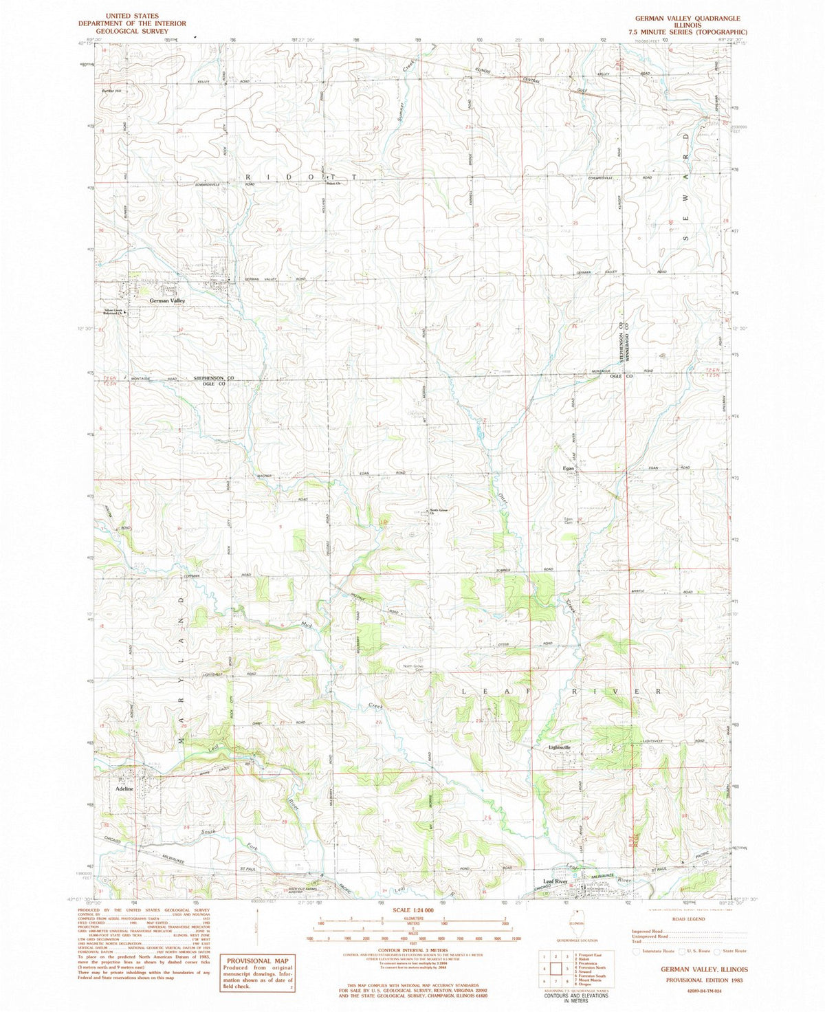 1983 German Valley, IL - Illinois - USGS Topographic Map