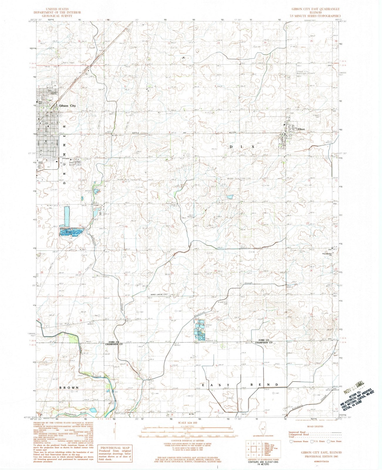 1983 Gibson City East, IL - Illinois - USGS Topographic Map