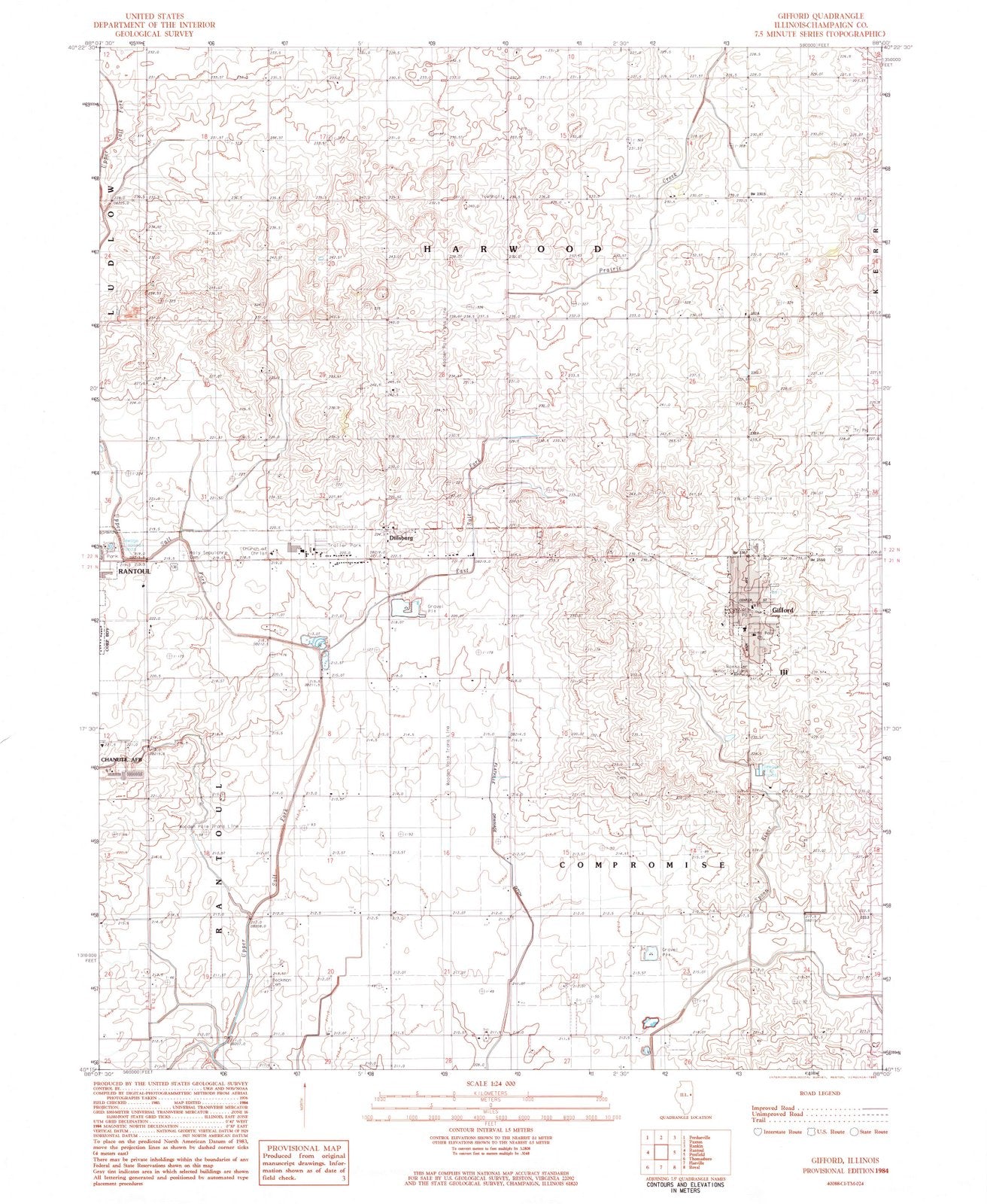 1984 Gifford, IL - Illinois - USGS Topographic Map