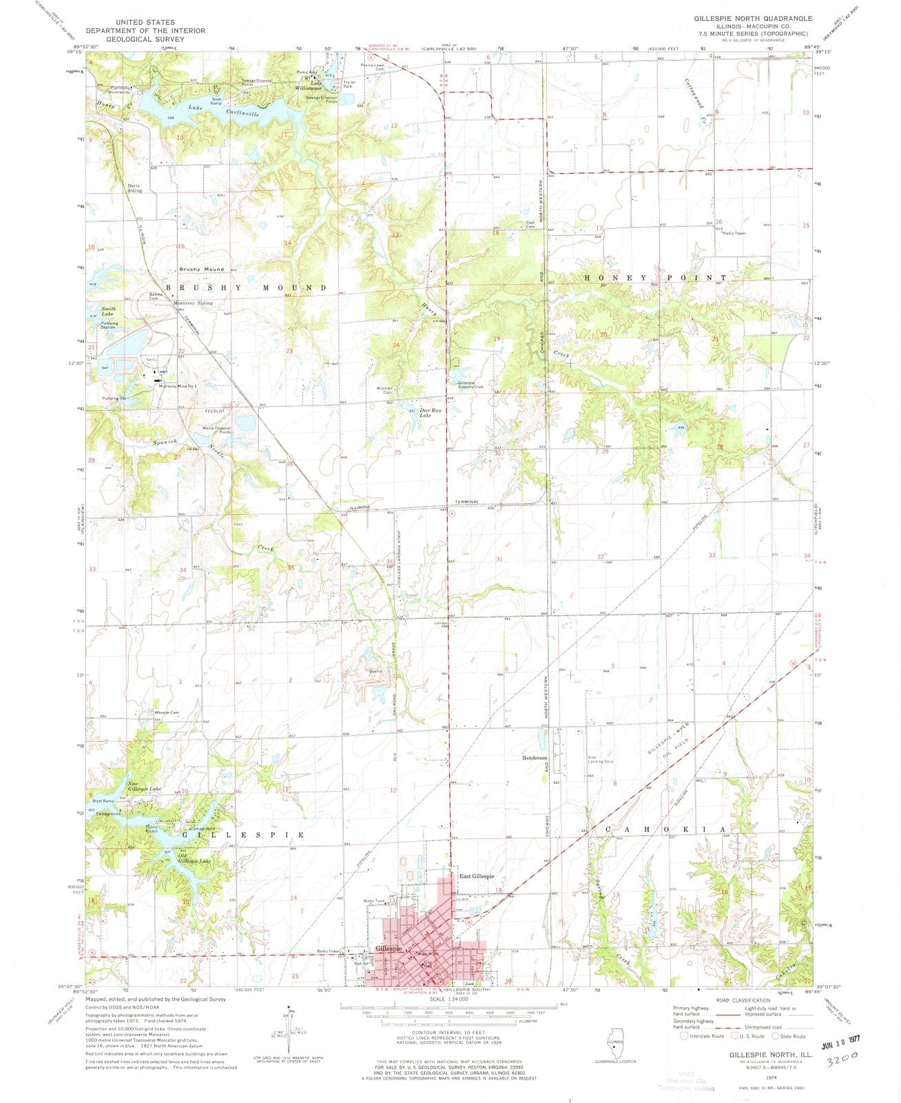 1974 Gillespie North, IL - Illinois - USGS Topographic Map
