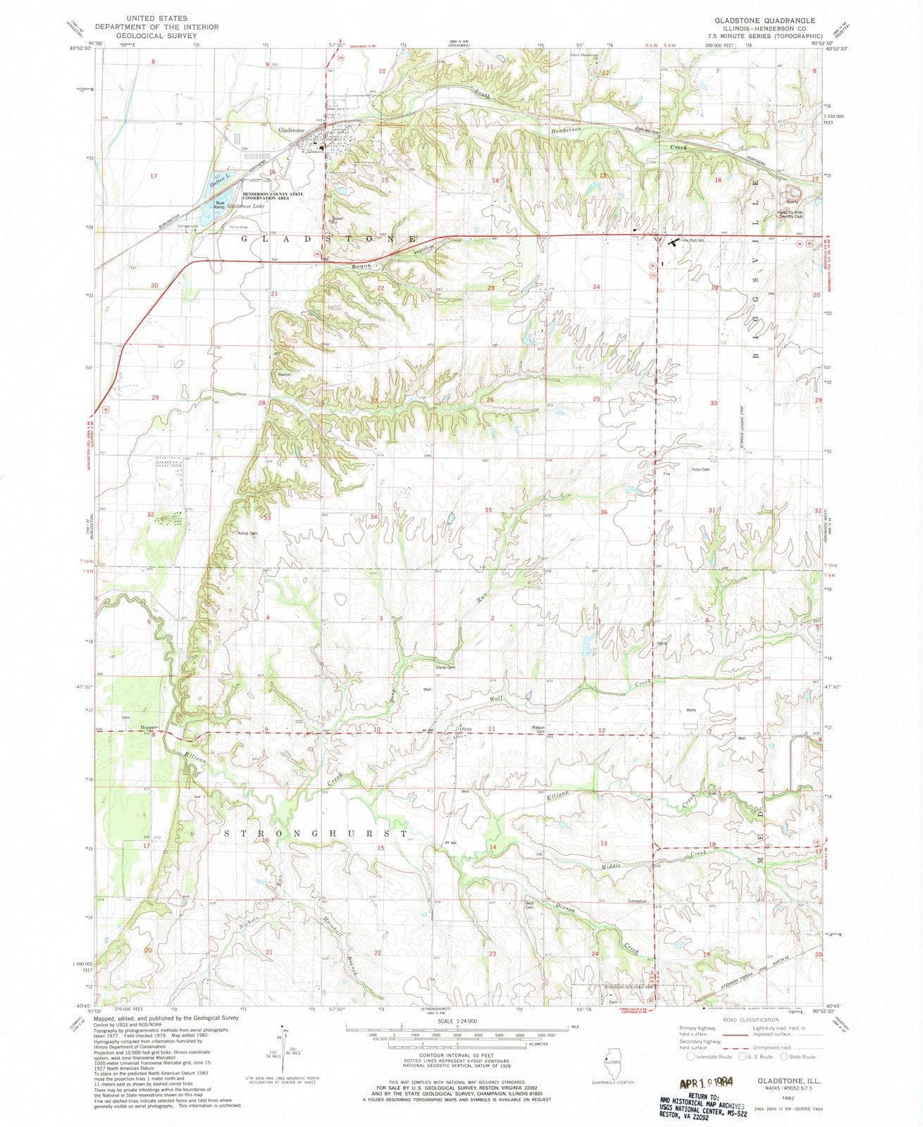 1982 Gladstone, IL - Illinois - USGS Topographic Map