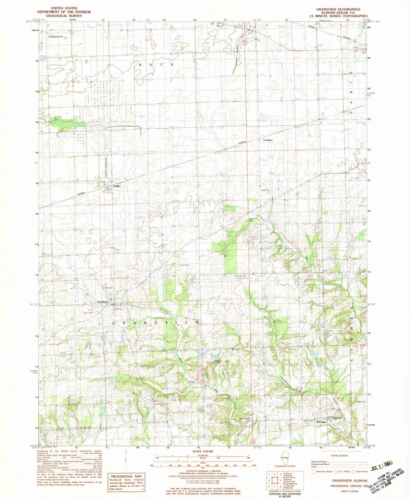 1982 Grandview, IL - Illinois - USGS Topographic Map