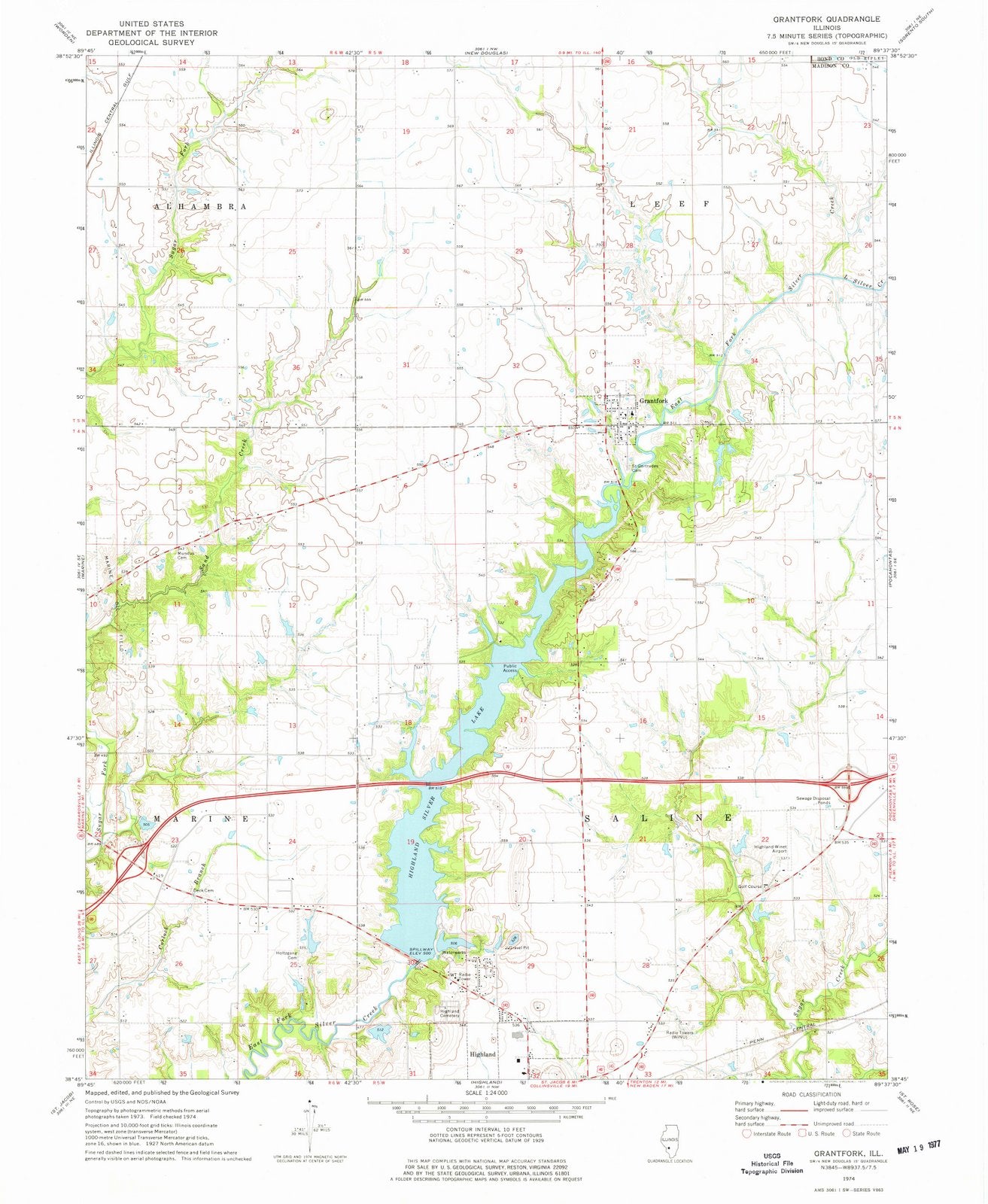 1974 Grant Ford, IL - Illinois - USGS Topographic Map