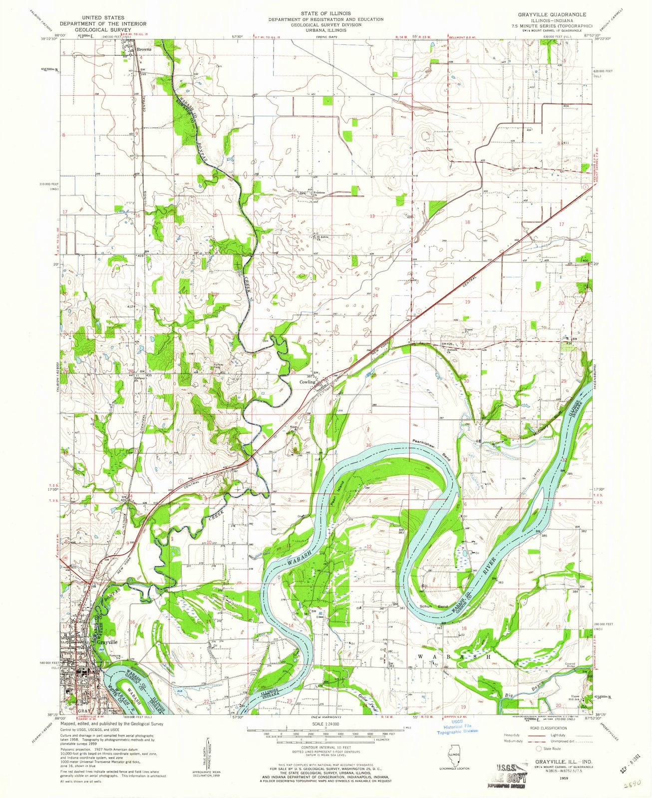 1959 Grayville, IL - Illinois - USGS Topographic Map