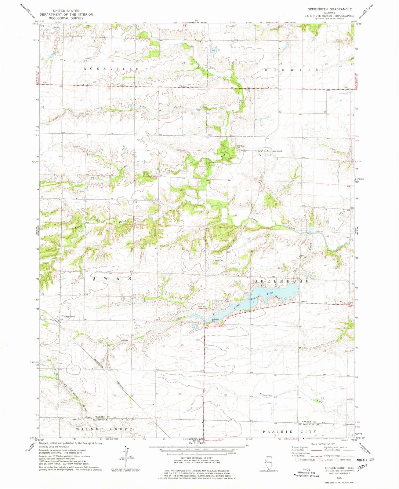 1974 Greenbush, IL - Illinois - USGS Topographic Map