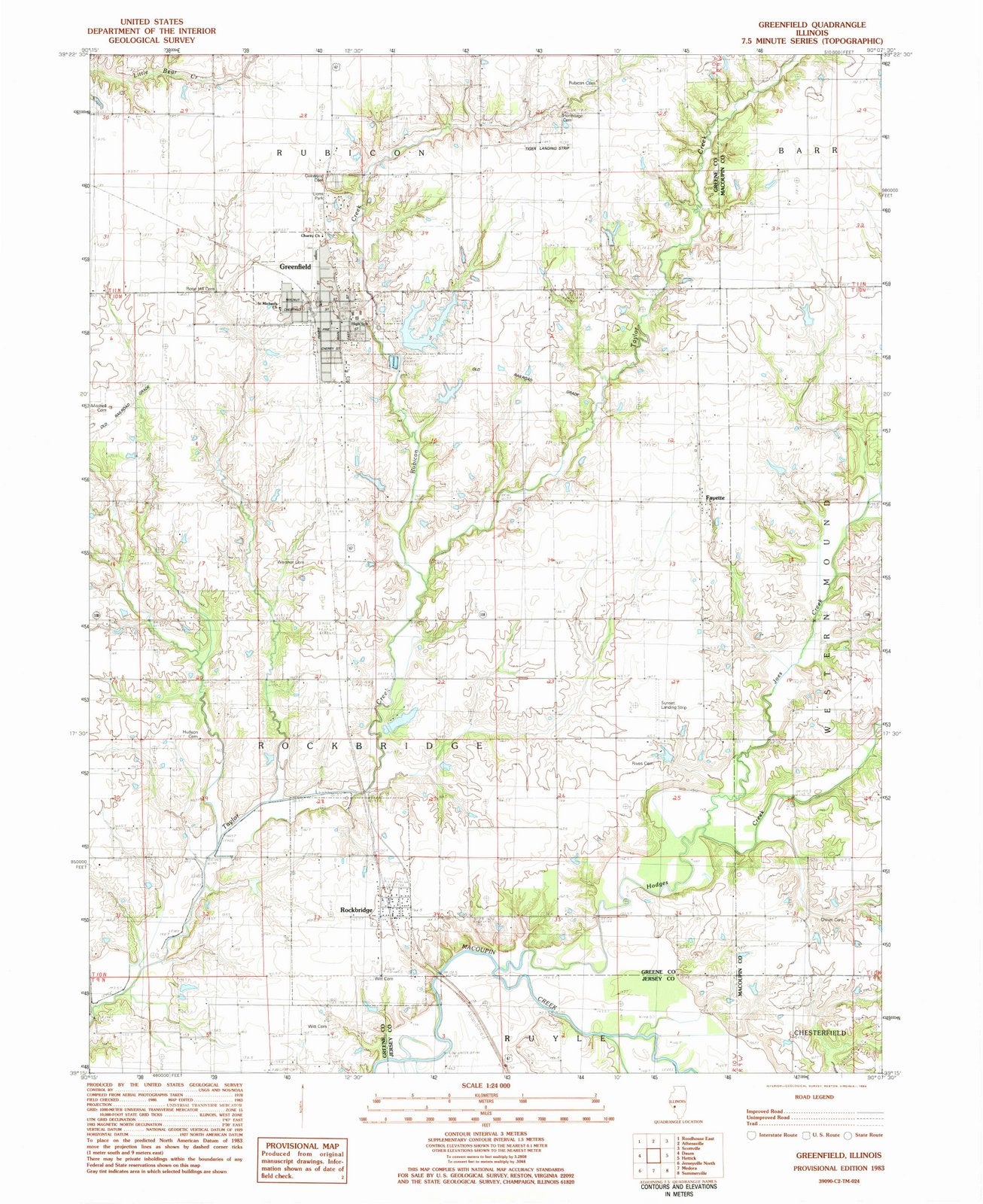 1983 Greenfield, IL - Illinois - USGS Topographic Map