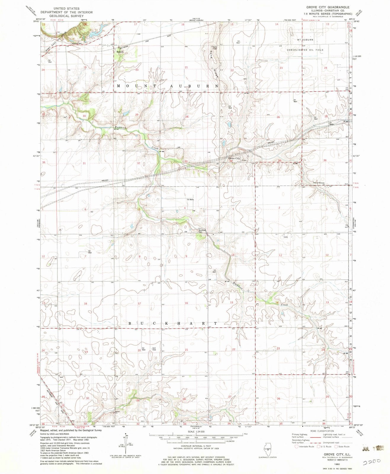 1982 Grove City, IL - Illinois - USGS Topographic Map
