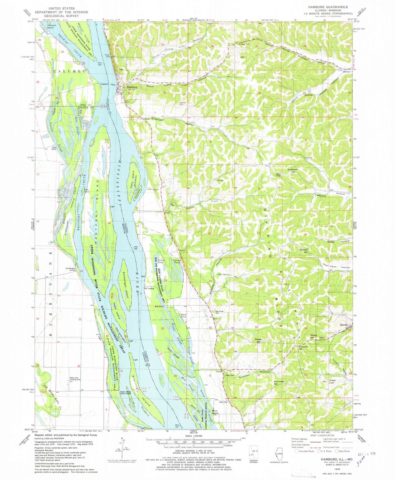 1978 Hamburg, IL - Illinois - USGS Topographic Map