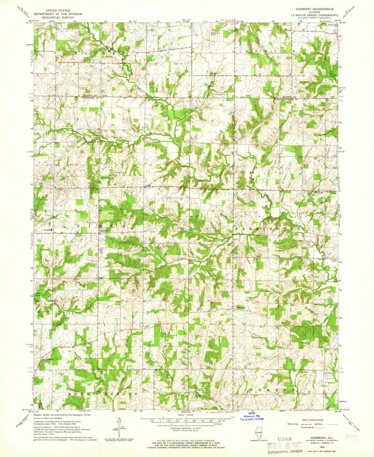 1965 Harmony, IL - Illinois - USGS Topographic Map