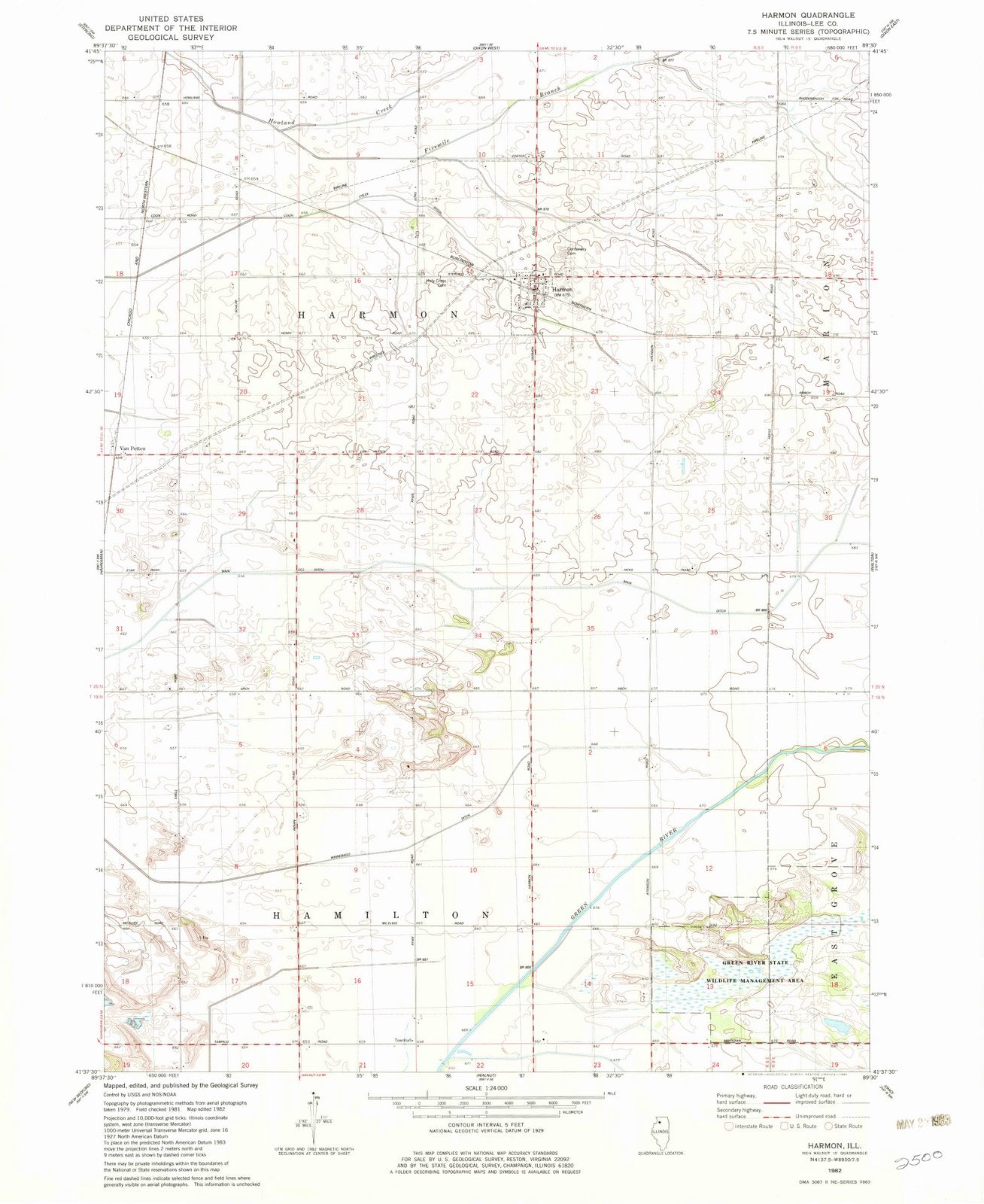 1982 Harmon, IL - Illinois - USGS Topographic Map