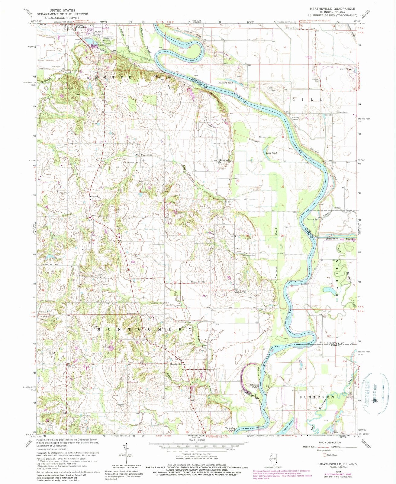 1964 Heathsville, IL - Illinois - USGS Topographic Map