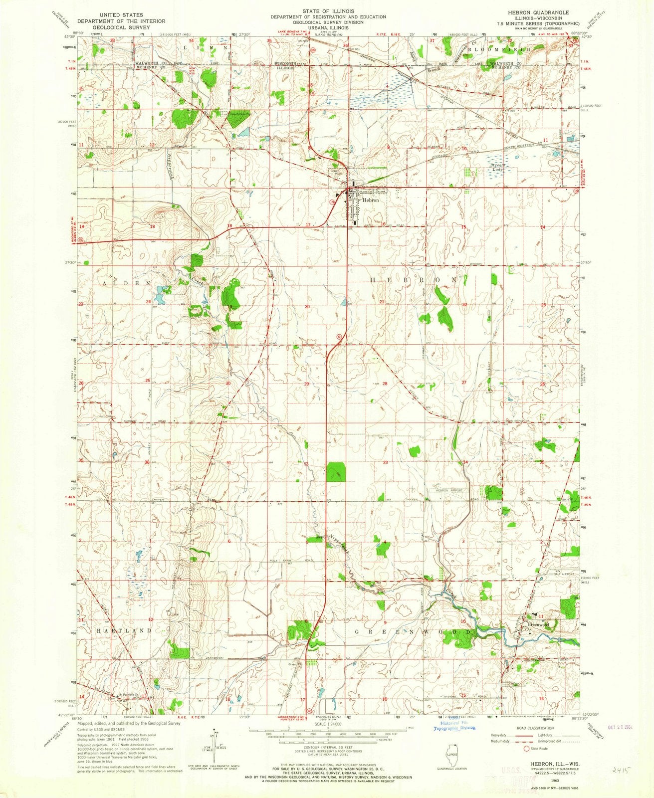 1963 Hebron, IL - Illinois - USGS Topographic Map
