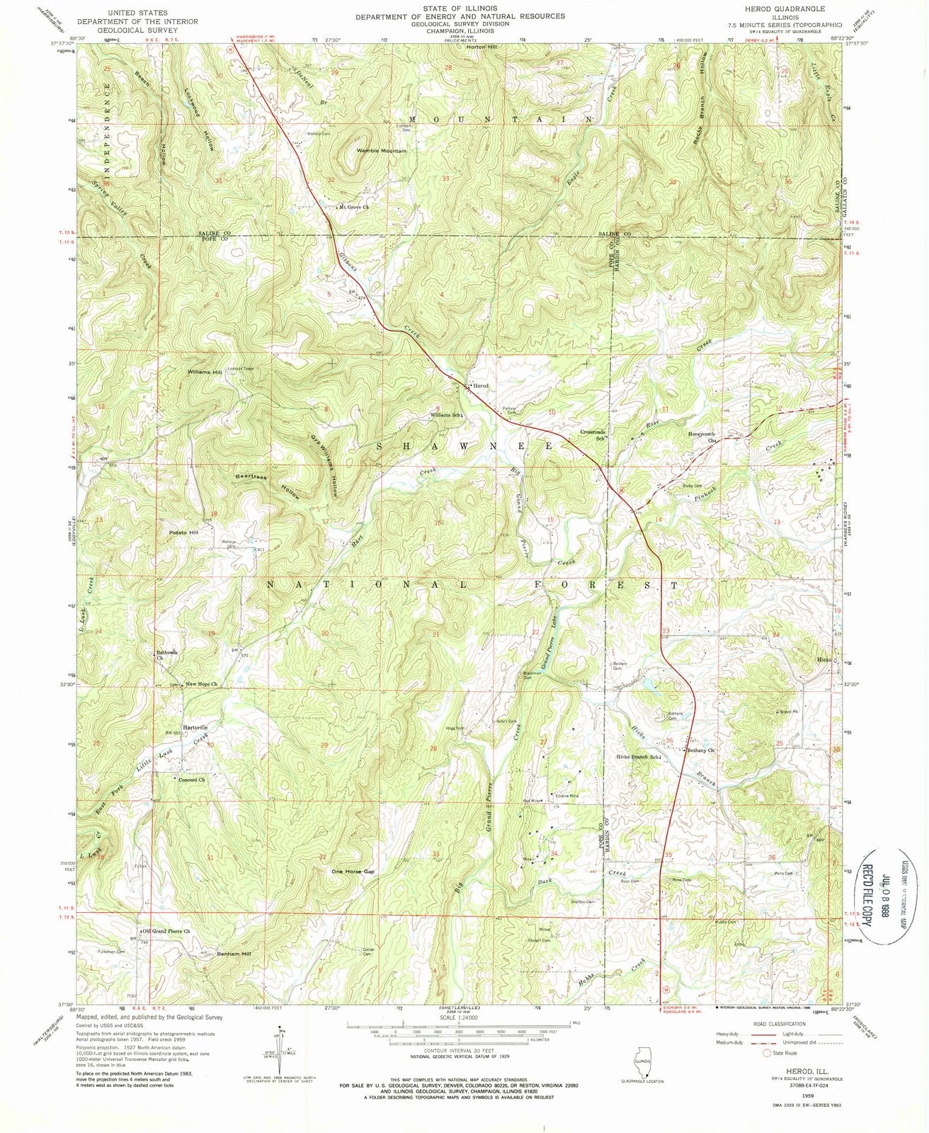 1959 Herod, IL - Illinois - USGS Topographic Map