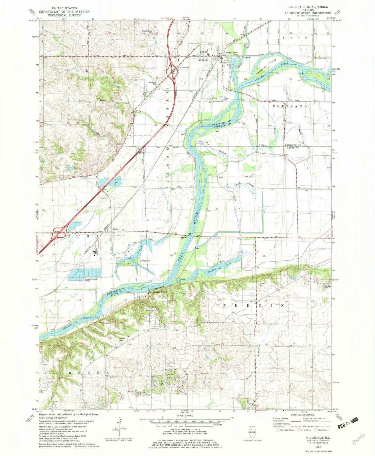 1982 Hillsdale, IL - Illinois - USGS Topographic Map