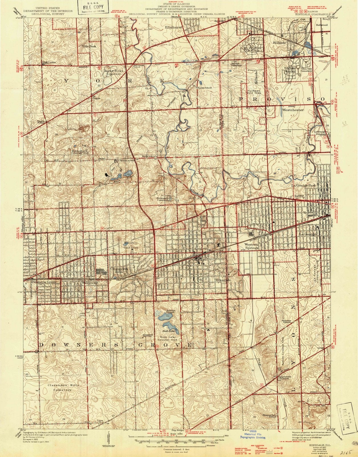 1927 Hinsdale, IL - Illinois - USGS Topographic Map