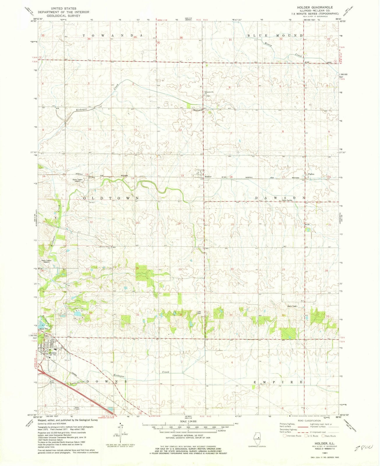 1981 Holder, IL - Illinois - USGS Topographic Map