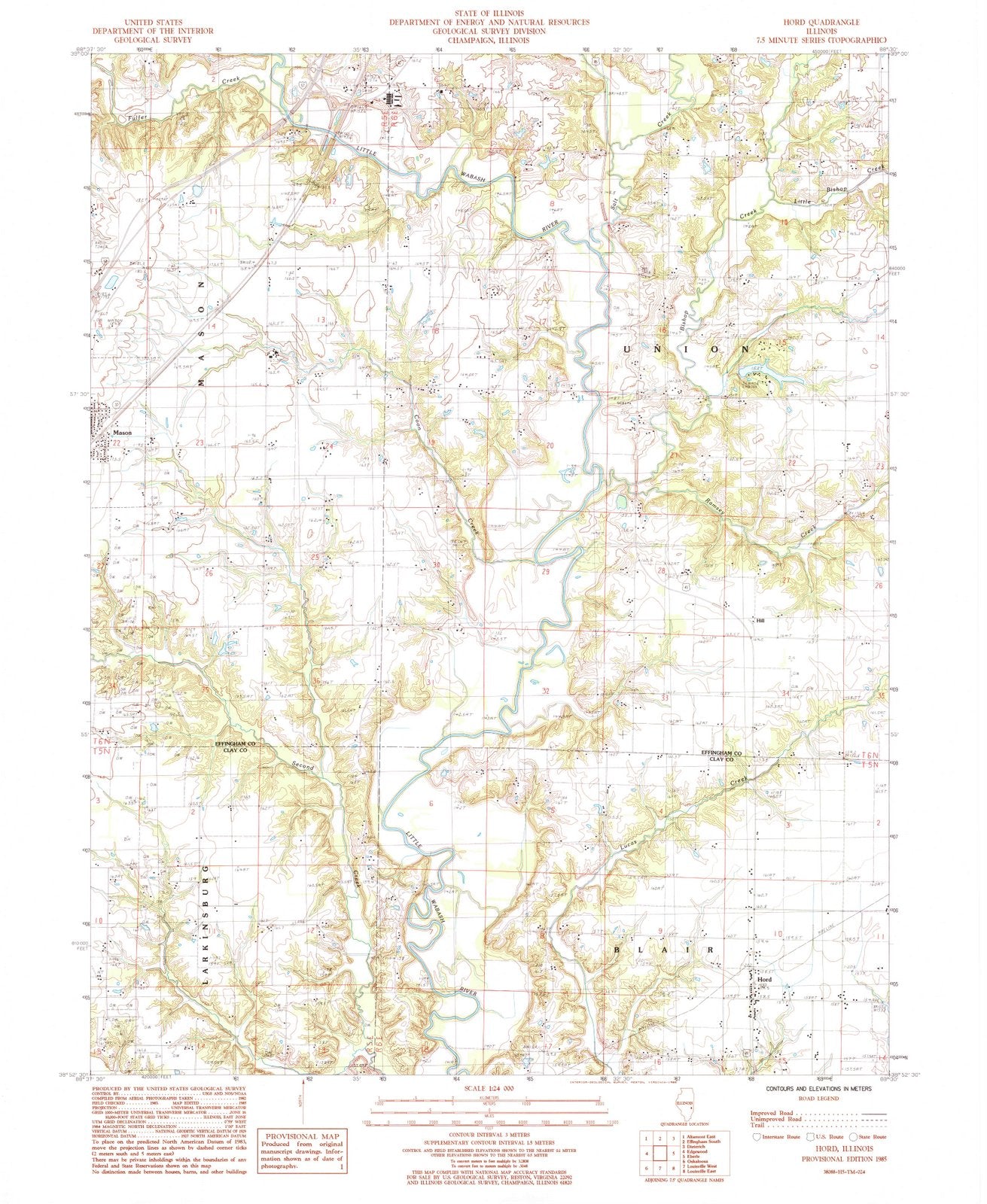 1985 Hord, IL - Illinois - USGS Topographic Map