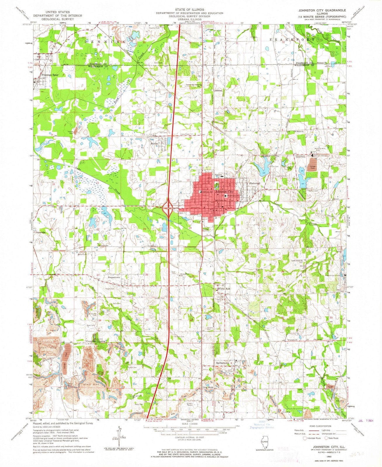 1963 Johnston City, IL - Illinois - USGS Topographic Map