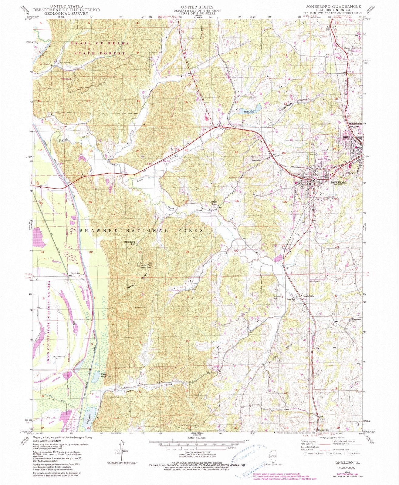 1948 Jonesboro, IL - Illinois - USGS Topographic Map