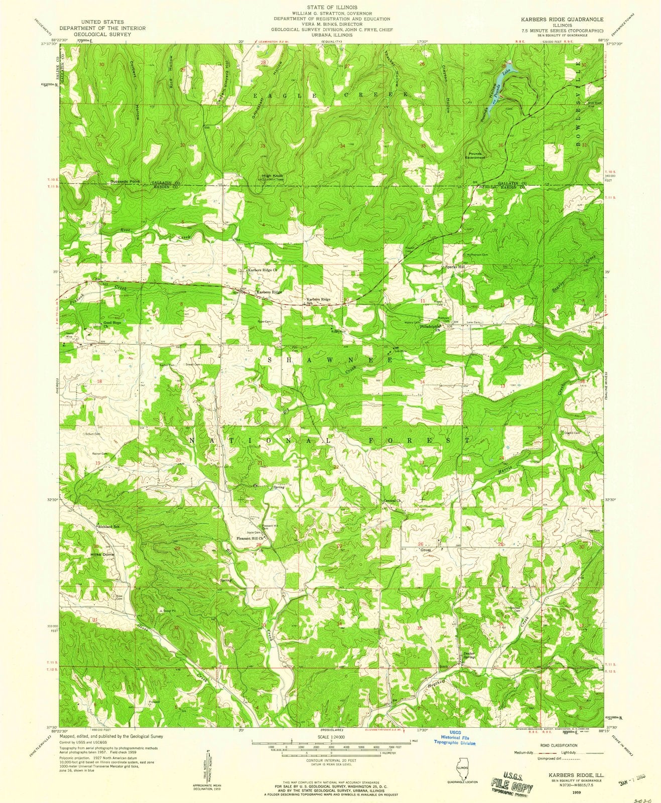 1959 Karbers Ridge, IL - Illinois - USGS Topographic Map