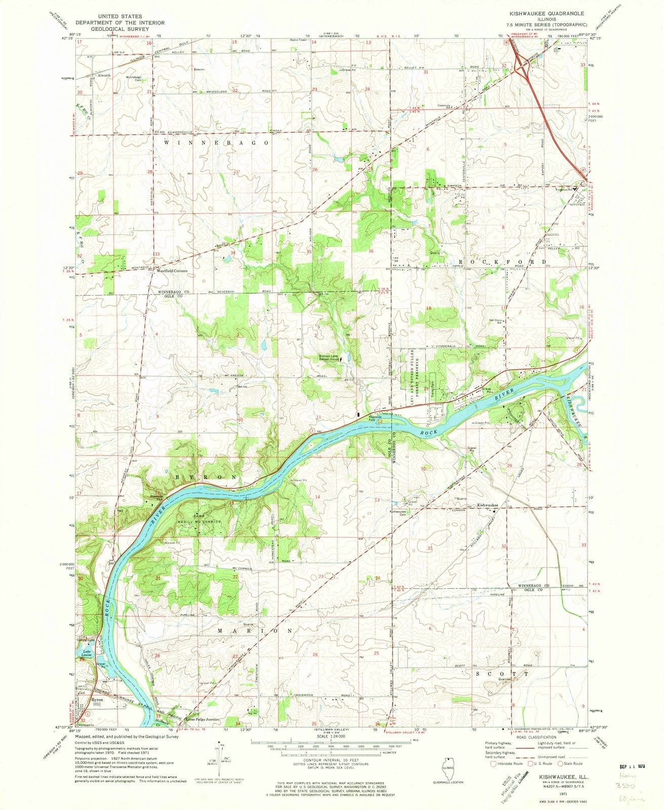 1971 Kishwaukee, IL - Illinois - USGS Topographic Map