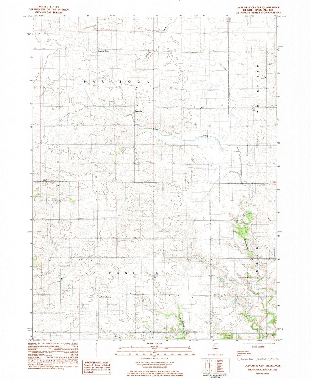 1983 La Prairie Center, IL - Illinois - USGS Topographic Map