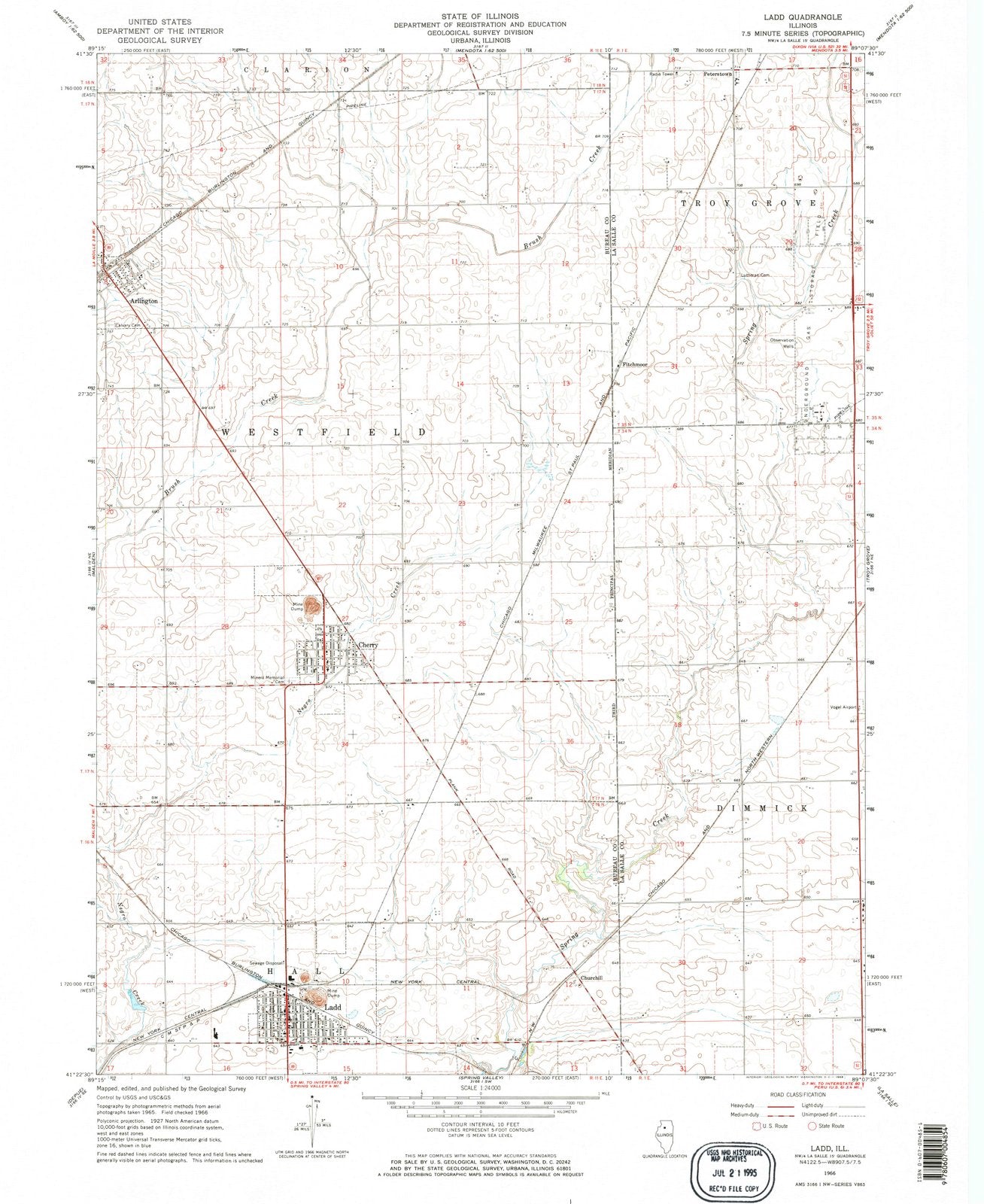 1966 Ladd, IL - Illinois - USGS Topographic Map