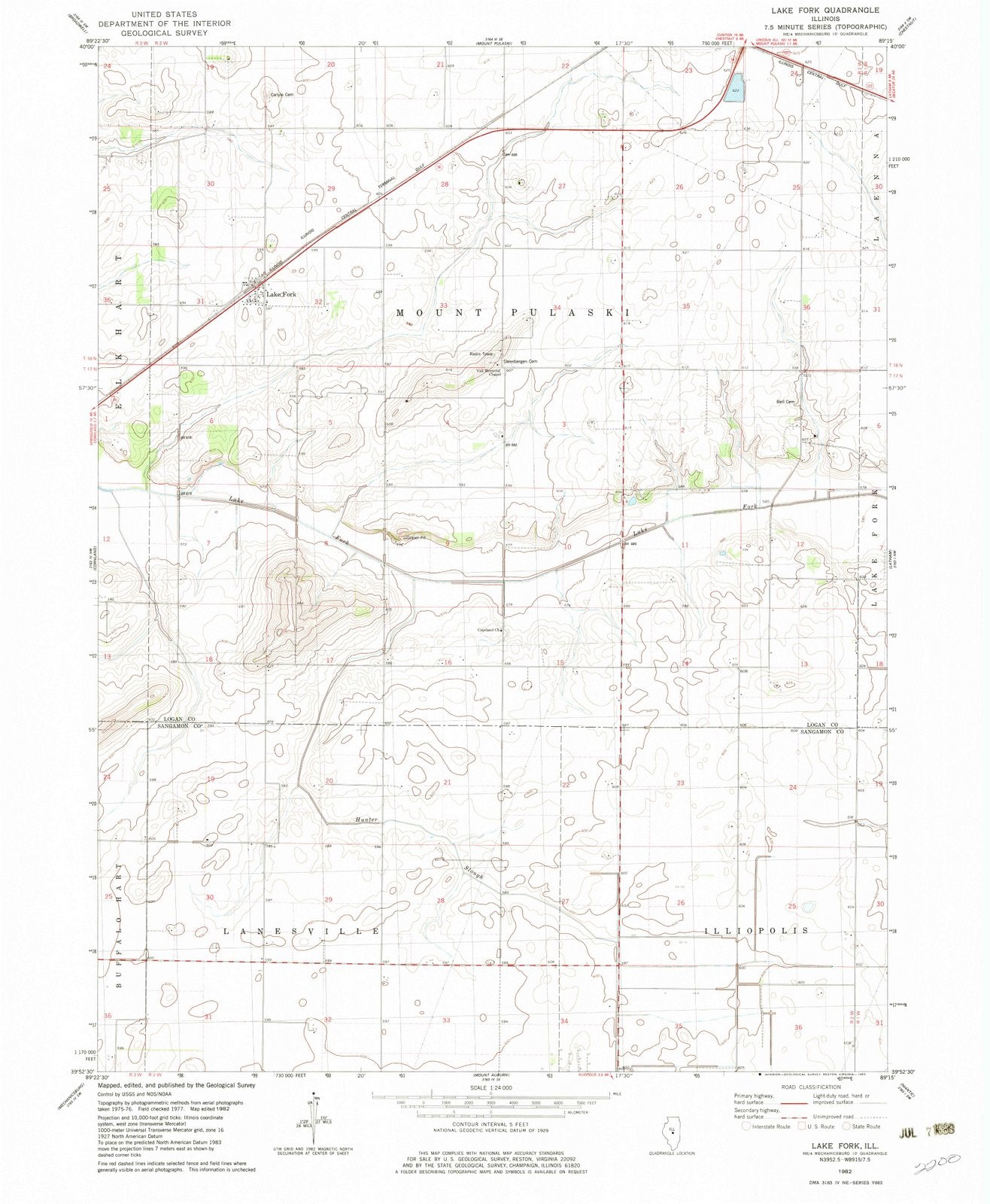 1982 Lake Fork, IL - Illinois - USGS Topographic Map
