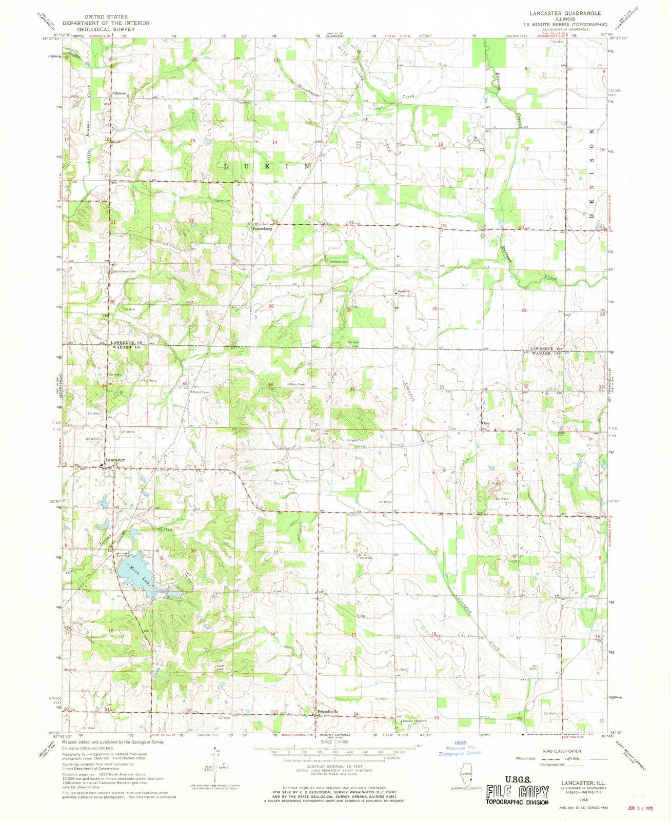 1968 Lancaster, IL - Illinois - USGS Topographic Map