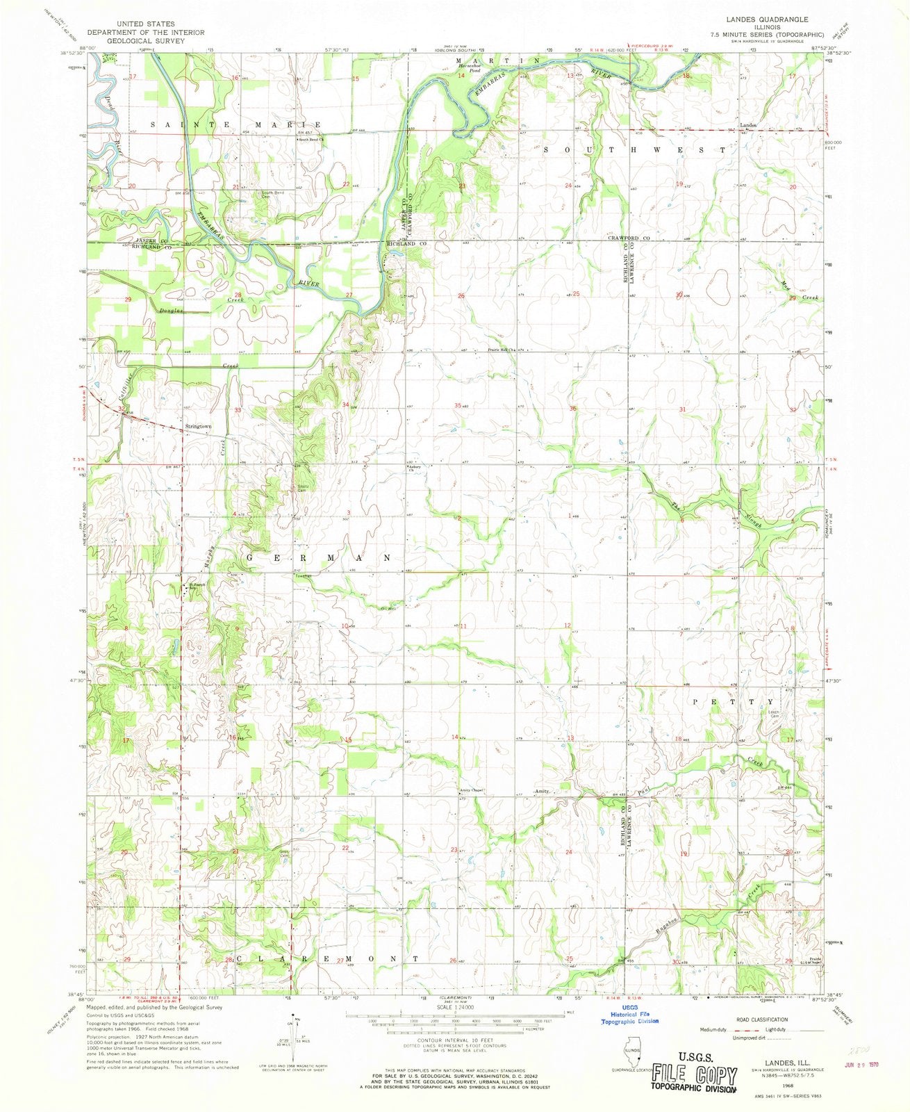 1968 Landes, IL - Illinois - USGS Topographic Map